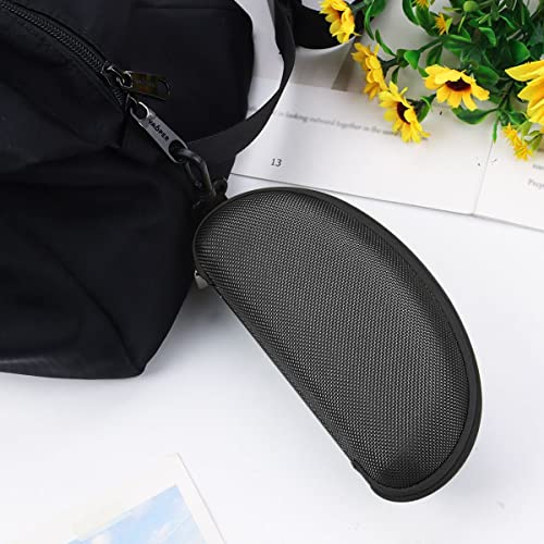 3pcs Zipper Hard Shell Sunglasses Case and Eyeglasses Case Portable Travel Glasses Case with Plastic Hook - color: Black