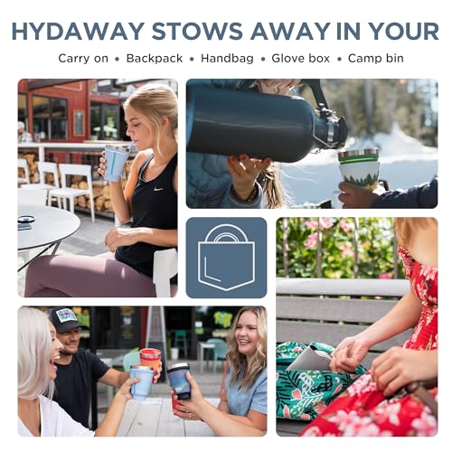 HYDAWAY Collapsible Insulated Tumbler 16oz, Reusable Coffee Cup with Straw - color: Cascadia