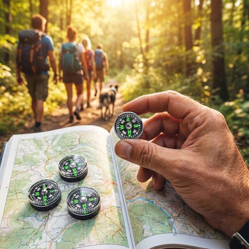 20 Pcs Mini Button Compass Hard Shell, Liquid Filled Button Compass for Hiking Survival Watch Band Paracord Camping Outdoor Activities Accessory Gear 3/4 Inch (20mm)
