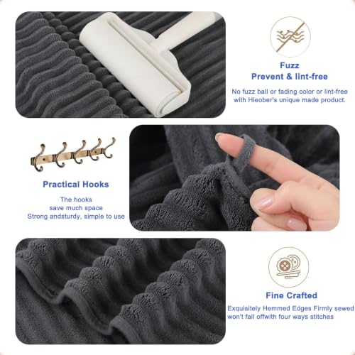 Bath Towels 4-Pack, 27.5x55 Inches - Ultra Soft and Highly Absorbent Quick Dry Microfiber Towels with Hanging Loop, Beauty Twill Stripe Design for Bath, Beach, Gym - color: Dark Grey+blue+white+pink
