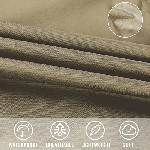 SaphiRose Adult Rain Poncho Waterproof Hooded Zipper Raincoat with Pockets - color: A-khaki-white