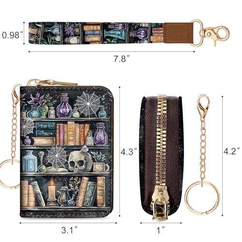 Yonlevres Credit Card Holder RFID Small Wallet Women Keychain Zipper - color: 0 Goth Lanyard