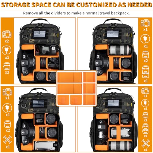 TORIBIO Camera Tactical Backpack Bag for DSLR/SLR/Mirrorless Photography - color: Camouflage, size: Without Rain Cover