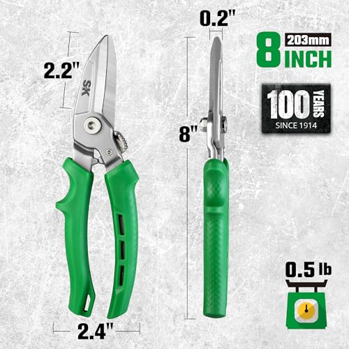 SK 8" Heavy Duty Scissors All Purpose, Industrial Shears, CR-V Steel | Drop Forged Sharp Utility Scissors, with Safety Lock, Comfortable Grips - size: 8 Inch