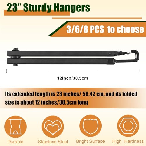 Sadnyy 3/6/8 Pcs Tree Stand Bow Hanger 23 Inch Hunting Accessories for Archery Tree Stand Hunting Bow Holder Multi Purpose for Outdoors Sports - color: Black