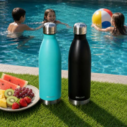 CHILLOUT LIFE 25oz Insulated Stainless Steel Water Bottle, Leak Proof - color: Matte Black