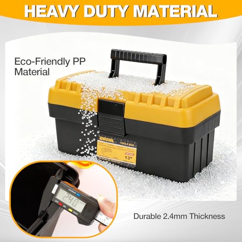 Tool Box Set of 4, Large Plastic Tool Boxes, Stackable Tool Storage Boxes