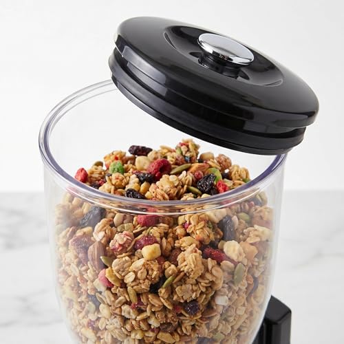 Honey-Can-Do Zevro Dual Dry Food Dispenser – Countertop Cereal Dispenser with Portion Control, 17.5 oz Per Canister, Airtight BPA-Free Snack Dispenser for Kitchen Organization, Black/Chrome