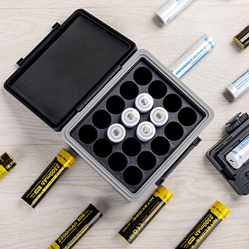 JJC 2 Slots 18650 Battery Storage Case Holder Container Box，High Capacity | Compact Water-Resistant Anti-Shock Anti-Dust, 18650 Batteries Storage Organizer, Custom Interior EVA Foams - size: for 20x 18650 Battery