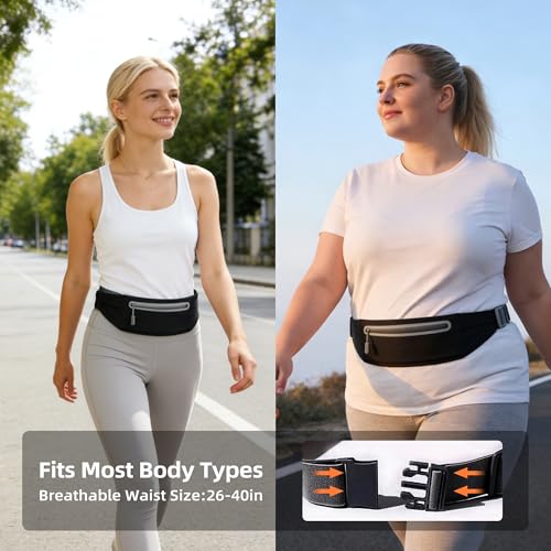Slim Running Belt for Women Men,Phone Holder Waist Pack,Runners Fanny Pack - color: Light Black