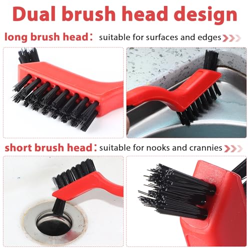 Reallnaive 50 Pcs Nylon Cleaning Brushes Bulk 7 Inch Red Nylon Brushes with Curved Handle Grip for Deep Cleaning Small Parts Rust Dirt Paint Scrubbing, Removal Surface in Hole - color: Red