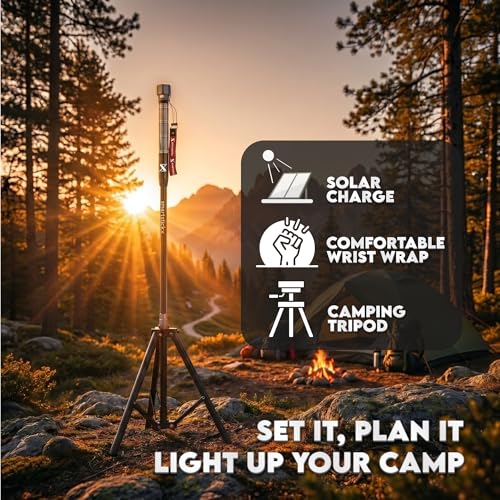 Tactical Walking Stick with Dual LED Light & Emergency Power Bank | Collapsible Tactical Hiking Pole with USB Fan, Solar Charging & Camping Tripod | Aircraft Grade Aluminum