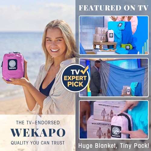 WEKAPO Beach Blanket Sandproof Waterproof, Extra Large Beach Mat, Oversized & Compact Sand Free, Quick Drying Beach Essentials for Vacation, Cruise, Picnic & Camping with Stakes - color: Berrypurple, size: 9x7 FT (1～5 person)