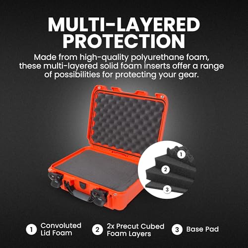 NANUK 920 Hard Case – Waterproof Travel Hard Case with Customizable Cubed Foam, 16.7” x 13.4” x 6.8”, Dustproof & Impact-Resistant, Airline Carry-On Approved – Orange - color: Orange, style: Standard Foam