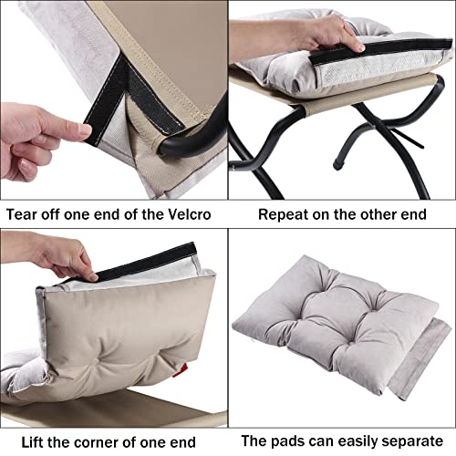 15" Upholstered Folding Foot Rest Stool with Metal Frame Light Grey - color: Light Grey