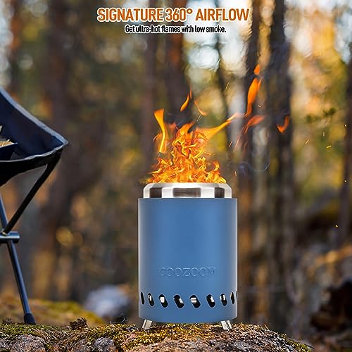 Portable Table Top Fire Pit with Stand, 5.5" Stainless Steel Mini Outdoor Low Smoke Burning Tabletop Firepit Fueled by Pellets or Wood, for Outside Camping Blue - color: Navy Blue, size: 5.5 Inch
