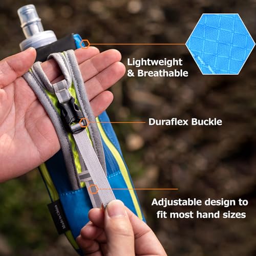 Azarxis TPU Soft Flask Collapsible Water Bottles BPA-Free 250ml 350ml 500ml for Hydration Vest Pack Running Hiking Cycling Climbing - color: A - Blue 500ml Handheld Bottle