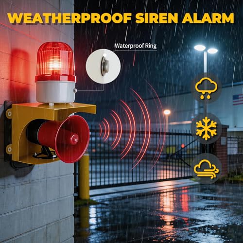 AC110V Industrial Siren Alarm Strobe Light-120dB Loud Horn&Waterproof Red Beacon Warning Light for Emergency,Factory,Fires,Tornado,Intruder Deterrent (with Switch&Volume – Adjustable 0–120dB) - style: With Switch & Volume – Adjustable 0–120dB