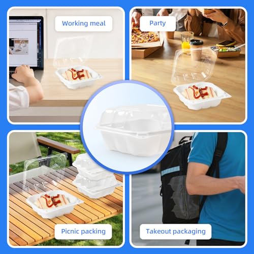 YANGRUI 55-Pack 17 oz Clear Hinged Snack Container, Shrink-Wrapped No Wash | Anti-Fog Crystal Lid, Leakproof BPA-Free PP Box, Microwave Safe for Fruit Cup, Candy, Mini Desserts, Sides & Leftovers