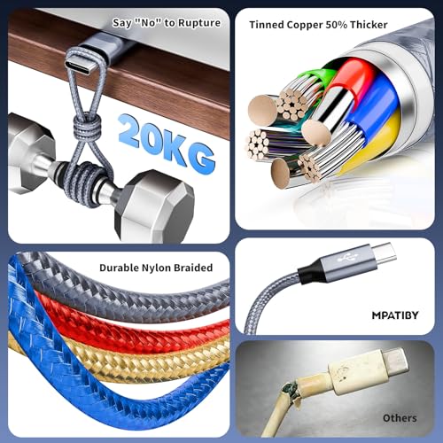 4 in 1 Multi Charging Cable, 1 Pack 5FT Charging Cords for Multiple Devices | USB Cable Phone Charger with 3*USB C, IP, Nylon Braided, Cruise Essentials 2026, Travel Car Accessories - color: Blue_Gold_Grey_Red, size: 1Pack5FT