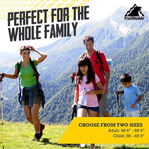 TrailBuddy Collapsible Hiking Poles - Pack of 2 Trekking Poles for Hiking, Camping & Backpacking - Lightweight, Adjustable Aluminum Walking Sticks w/EVA Grip (Aqua - Junior Size)