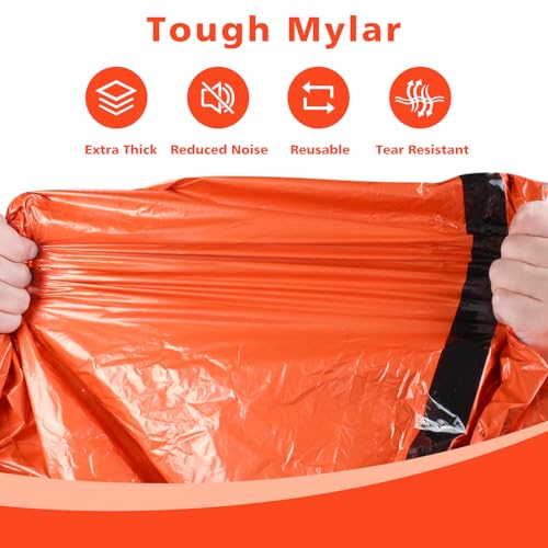 Zmoon Emergency Sleeping Bag Survival Bag, Portable Waterproof Thermal Bivy Sacks,Bivvy Bags,Camping Mylar Sleeping Bag Survival Gear Emergency Blankets Survival Shelter - size: Orange Pack of 4
