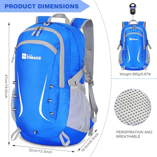 ZOMAKE Lightweight Packable Backpack 35L, Foldable Backpacks Water Resistant Collapsible Light Daypack for Hiking(Dark Blue) | Light Hiking Backpacks Water Resistant Collapsible Day Pack for Travel, Everyday Carry, Multi-Pocket Layout, Heavy Duty Nylon -