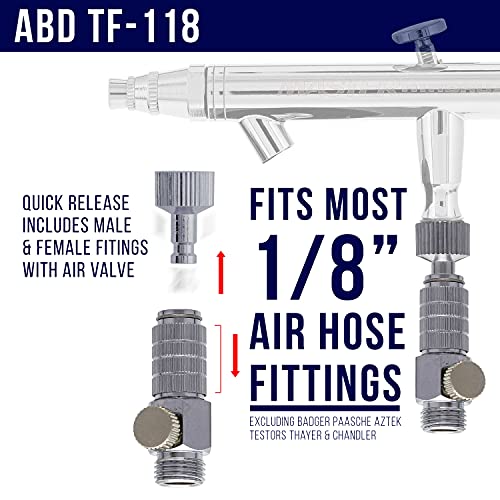 Master Airbrush Essential Accessories Kit, Hose, Filter, Adapters | 6 ft. Braided Airbrush Hose, Mini Inline Filter, Quick Disconnect, Couplers, and 3-Way Splitter Manifold - 1/8" Fittings