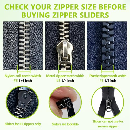 36 PCS Universal Zipper Repair Kit - 3 Size Double-Sided Zipper Sliders with Zippers Pull, Black & Silver Zippers Fix Repair Replacement Kit for Backpack, Jackets, Coats, Tents, Luggage, Bags