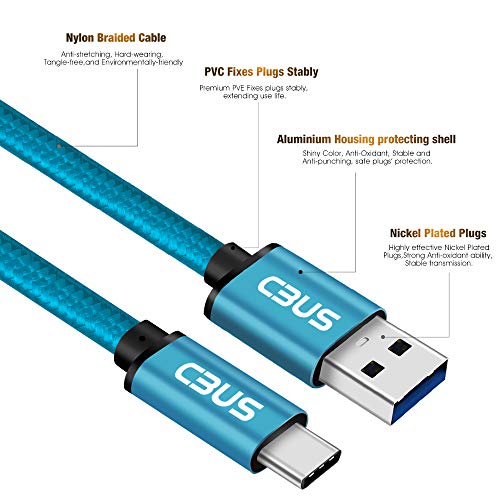 10ft USB A to USB C Cable Fast Charging Braided for Samsung Galaxy S26/S25/S24 Ultra/Plus/FE, A56 5G, A36 5G, A26 5G, A17 5G, A16 5G, Moto G Power/Stylus/Play, TCL 50/40, Pixel (Electric Blue) - color: Electric Blue, size: 10 Feet