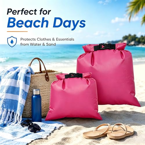 TRENDBOX Roll Top Waterproof Dry bag Kit Storage Compression Bag Sack Poch Packing Organizers Water Resistant Camping Travel - color: Magenta