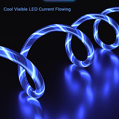 IHAO Multi Connectors Fast Charging Cable 6 Combinations in One Cable USB A/Type C to USB C/Micro USB Cord Lighted Up LED Flowing Compatible with Most of Electric Device-39 Inches Blue - color: 6 Combinations LED Blue