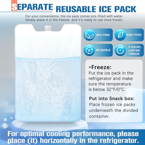 Chilled Portable Snackle Box Container with Ice Pack, Divided Serving Tray with Insulated Bag, Beach Essentials for Summer, Snack Containers for Road Trip Charcuterie Snack Picnic, White - color: White