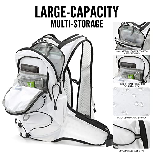 IX INOXTO Hydration Pack Backpack, Lightweight Water Backpack with 2L Hydration Bladder Daypack for Men Women,Running Hydration Vest for Trail Running Hiking Cycling Race Climbing - color: White