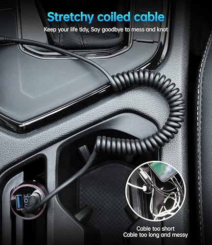 Coiled USBC to USBC Cables for Car 3FT/5FT, USB C to USB C Fast Charging | Cables Short Type C Cord for iPhone 17/16/15/Pro/Plus/Pro Max/Samsung Galaxy S23, Compatible All Type C Devices-Silver 2Pack - color: Silver, size: 3FT/5FT, style: USB C to USB C