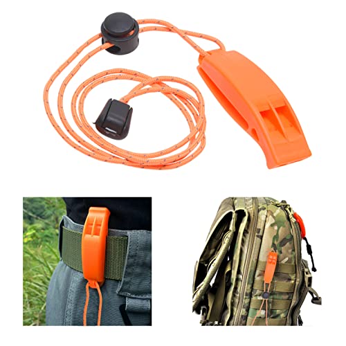 Eco-Fused 2X Survival Whistle and 2X Signal Mirror - Outdoor Survival Kit Rescue Flash Mirror - Clip-on Whistle with Lanyard - Backpacking, Camping, Marine Use, Outdoor Activities