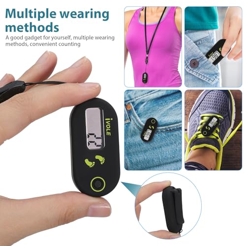 TOYANDONA 3D Accurate Step Counter: Mini Clip On Digital Pedometer with Clip and Lanyard Portable Electronic Fitness Tracker for Men Women Walking Running