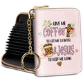 Yonlevres Credit Card Holder RFID Small Wallet Women Keychain Zipper - color: Coffee