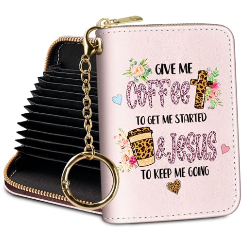 Yonlevres Credit Card Holder RFID Small Wallet Women Keychain Zipper - color: Coffee