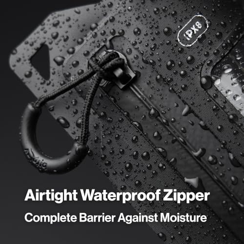 bitplay AquaSeal IPX8 Waterproof Phone Pouch, Outdoor Dry Bag with Adjustable Lanyard for Universal Phone Case,Vertical Wear, Black - color: Black