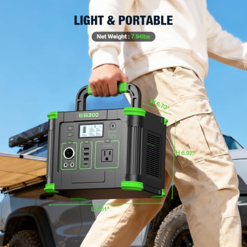 Portable Power Station 330W 288.6Wh Solar Generator Emergency Travel Backup - color: green
