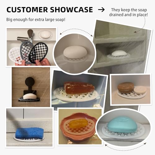 2 Pack Soap Dish for Shower, Non-Slip Silicone Bar Soap Holder with Efficient Drainage Holes for Bathroom Sink, Self Draining Soaps Saver Pad for Shower Niche, Shelf (White- 2Pcs) - color: White- 2pcs