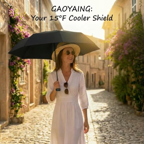 GAOYAING Compact Travel Umbrella with Case Sun&Rain Lightweight Small and Compact Suit for Pocket 34 Inches - color: Black, size: 2 PACK - 34 Inches