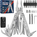 BIBURY 31-in-1 Multitool Pliers Pro,EDC Pocket Knife & Scissors-BI2045 | Stainless Steel Multi Tool with Screwdriver, Replaceable Wire Cutters, Saw, Ideal for Survival,Camping,Repair, Gifts for Men - color: Silver