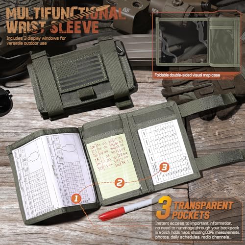 LIVANS Map Case Wrist Pouch Tactical Arm Sleeve for Army Military Gear Gift - color: Ranger Green