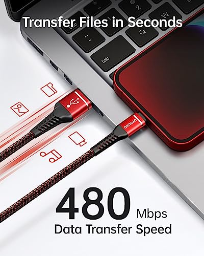 iPhone Charging Cord [Apple MFi Certified] USB Lightning Cable 3FT, 3Pack | Durable Nylon Braided Heavy Duty Fast iPhone Charger for iPhone 14 13 12 11 SE X XS XR 8 7 6 6s 5, iPad Pro, Air, mini - Red - color: Red, size: 3FT, style: USB A to Lightning