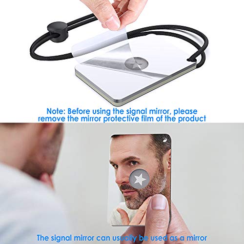 Signal Mirror Survival Tools, Military Grade Hiking Camping Mirror 2 x 3 inch with Small Compass and Whistle for Outdoor Adventure Emergency SOS Mirror - style: 1 Pcs