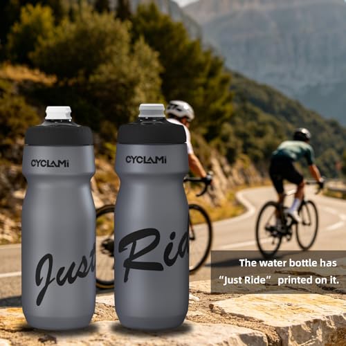 Bike Water Bottle 22oz/650ml Cycling Squeeze Water Bottle BPA Free Leakproof Easy-Squeeze Sports Bottles for Bicycle Gym Camping Hiking Truth Grey - color: Truth Grey