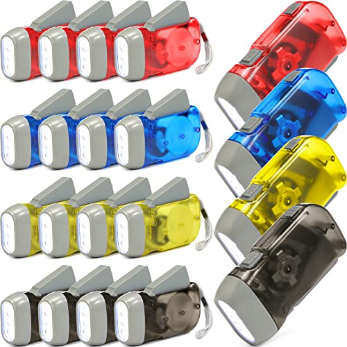 Mudder 24 Pack Hand Crank Flashlight, Light 1 - color: Yellow, Red, Grey, Blue