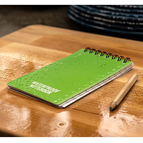 ASR Outdoor 4pk Waterproof Paper Pocket Spiral Notebook Travel Notes Journal Field Notepad with Pencil, Green, 50 Page Lined - size: 4 Pack
